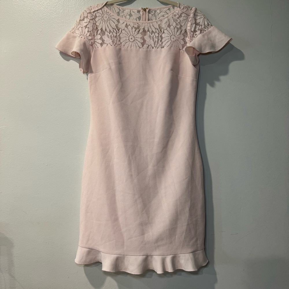 Karl Lagerfeld lace top ruffle‎ hem dress light pink